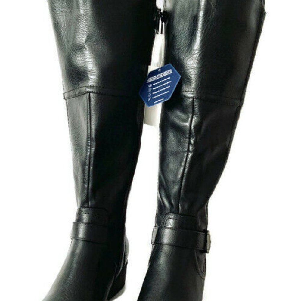 Women's Wide Calf ZipUp Buckle Accent Boots ARMORWCBLACK 6 M by Croft&Barrow